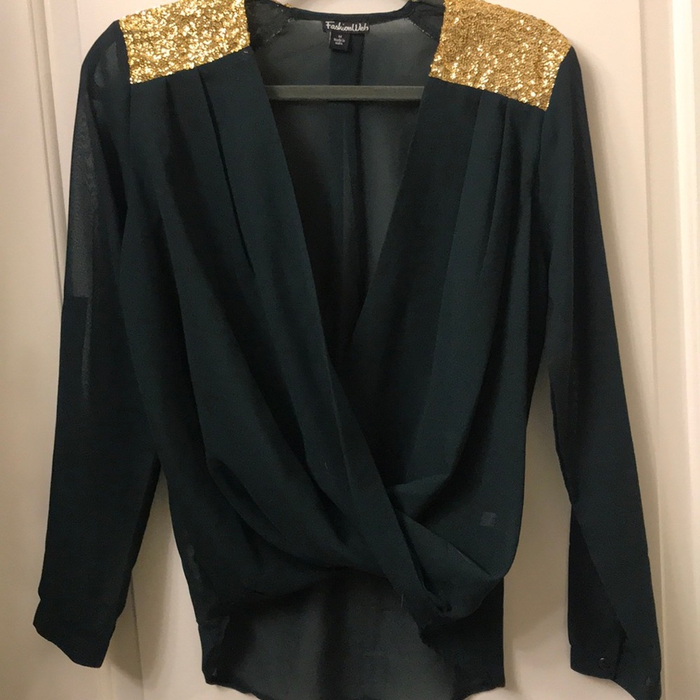 Sequin shoulder top